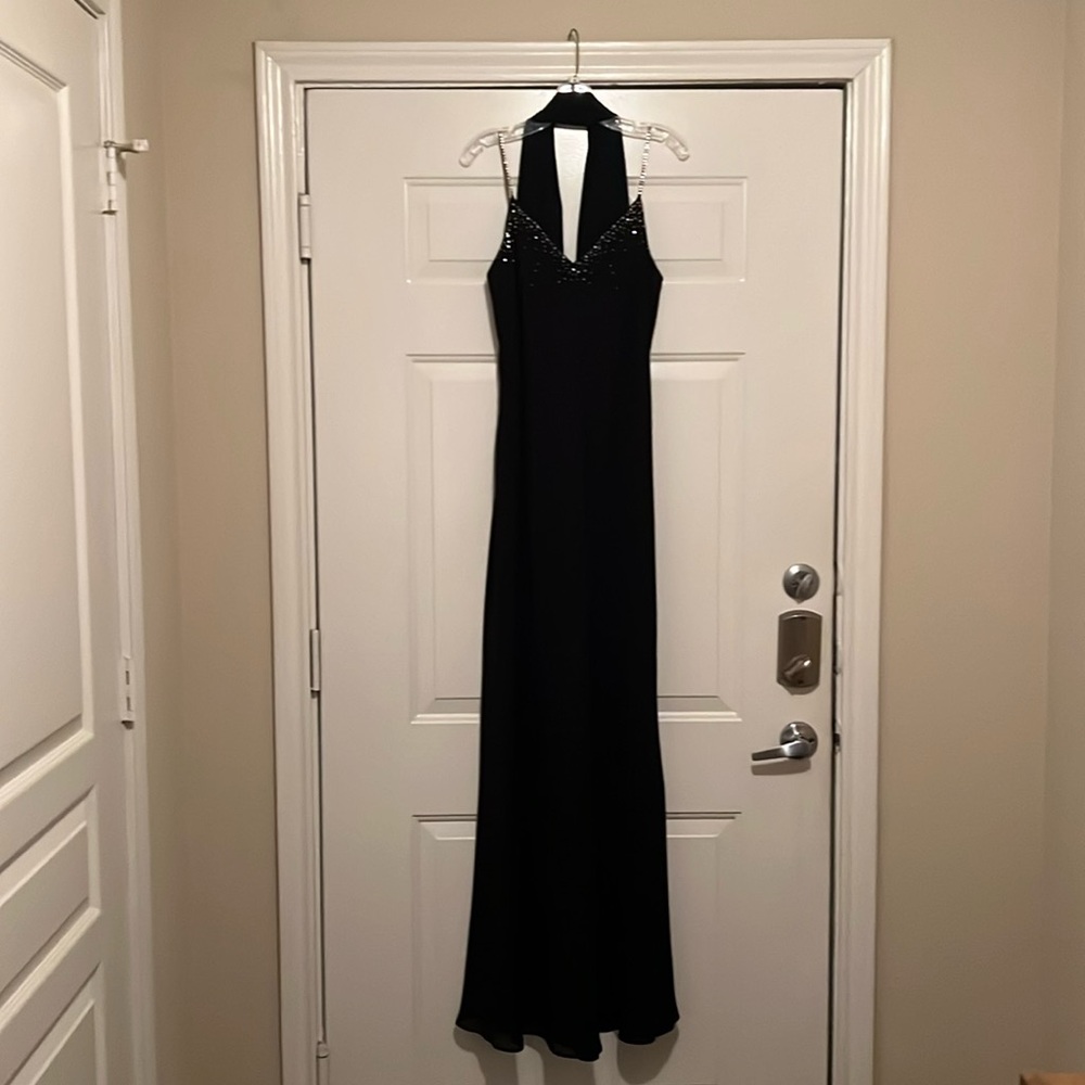 Formal floor length gown with sash